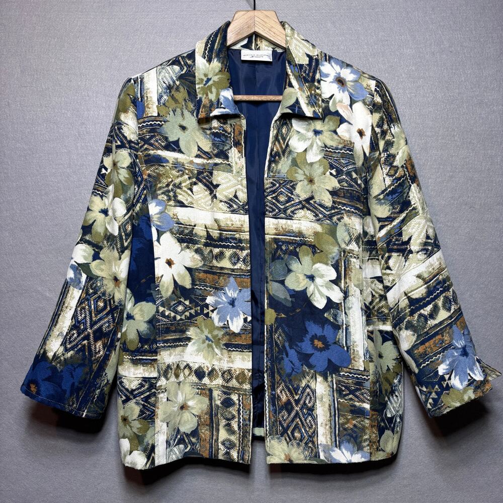 Alfred Dunner Abstract Floral Jacket 12 Artsy Statement Retro Boho **Read** - Picture 1 of 7